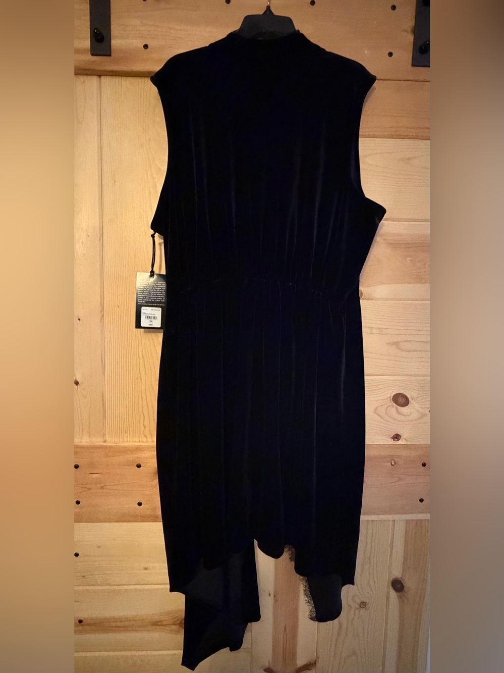 Sleeveless Ashley Graham Black Velvet Wrap Dress - Picture 4 of 5